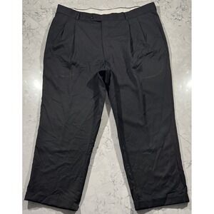 Jones New York Dress Pant Mens 40x26.5 Black Wool Pleated Cuffed Trousers